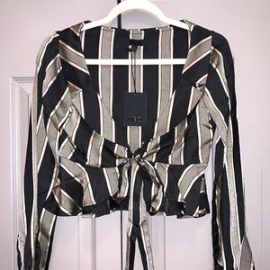 NBD Jefe Crop Top in Black & Cream